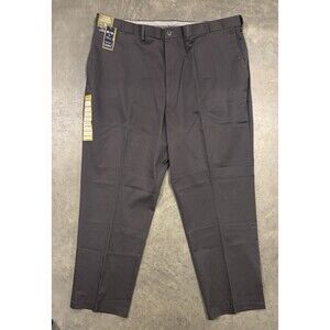 NWT Haggar Mens Iron Free Premium Khaki Classic Fit Grey Pant 44W x 32L HC91000